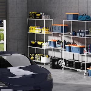 6-Tier Heavy Duty Storage Wire Rack with Wheels, 6000LBS NSF Height Adjustable Metal Garage Storage Rack - White