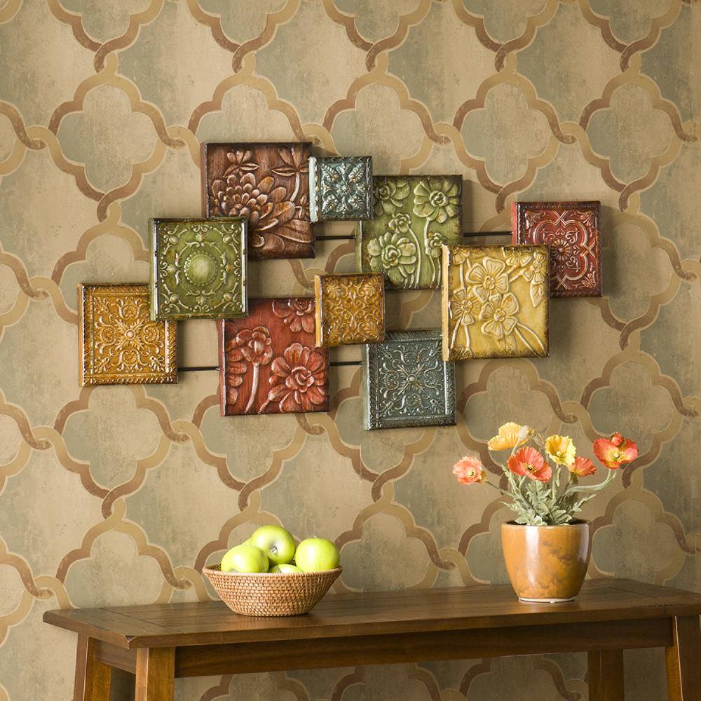 Bijou Hand-Painted Floral Metal Wall Sculpture 41.5" x 20.75"