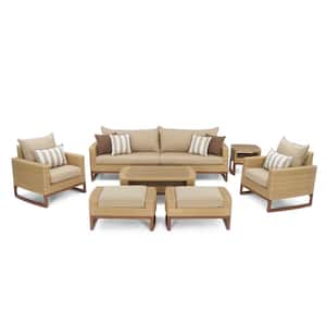 Mili 8-Piece Wicker Patio Deep Seating Conversation Set with Sunbrella Maximum Beige Cushions