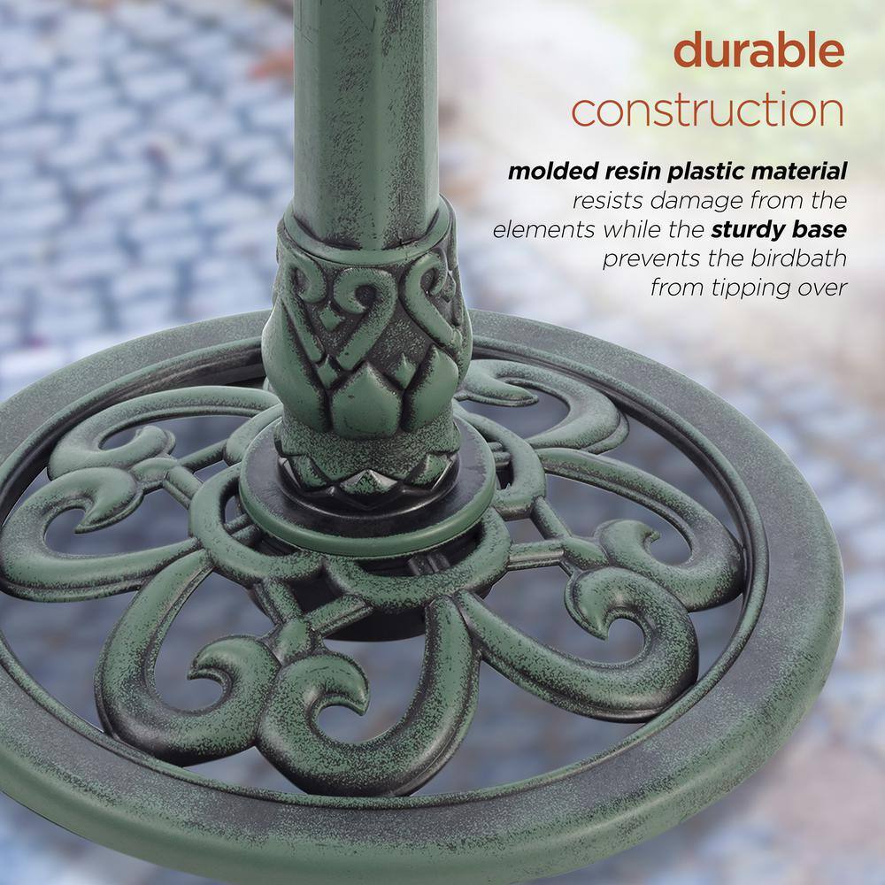 Green Plastic 3-Tier Pedestal Fountain Bird Bath