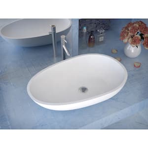 Trident Man Made Stone Vessel Sink with Pop Up Drain in Matte White