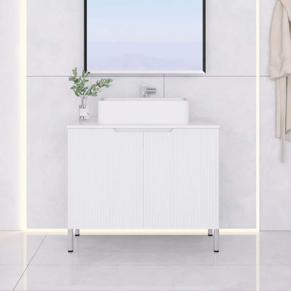 TURIO 30 in. W Single Sink Freestanding Bath Vanity in White with Carrara White Sintered Stone Top price history on PriceWatchPro