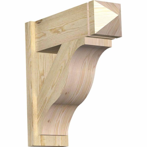 Ekena Millwork 8 in. x 24 in. x 24 in. Douglas Fir Fuston Arts and Crafts Rough Sawn Outlooker
