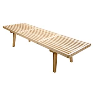 Inwood Platform Natural Wood Bench Backless with Solid Wood 60 in.