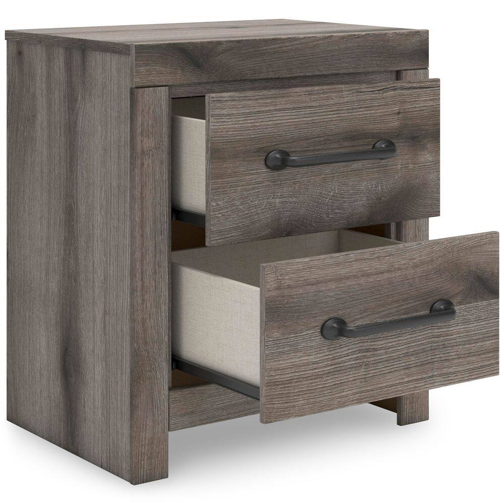 Weathered Gray Rustic 2-Drawer Nightstand with USB Ports