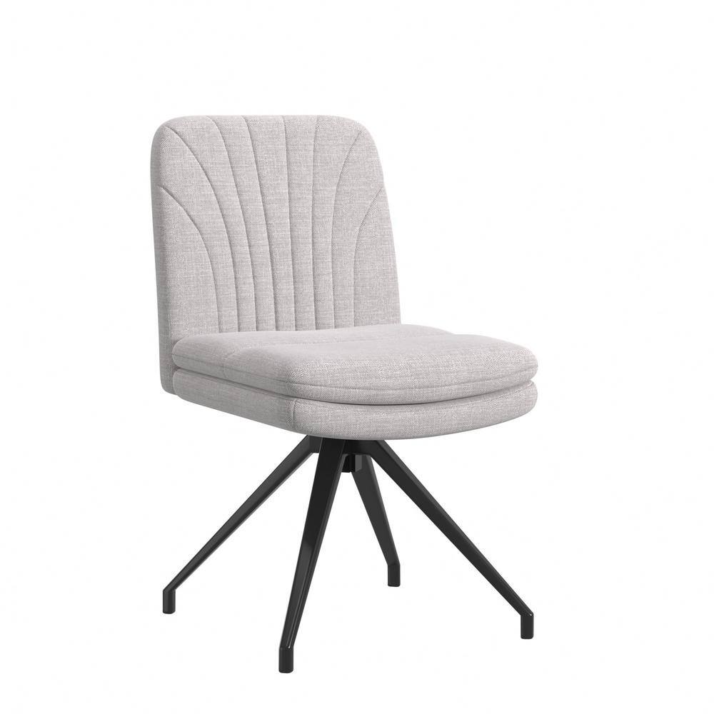 Armless Office Chair with Gray Padded Seat, Modern Fabric Desk Chair for Makeup Vanity, Computer Tasks & Small Spaces