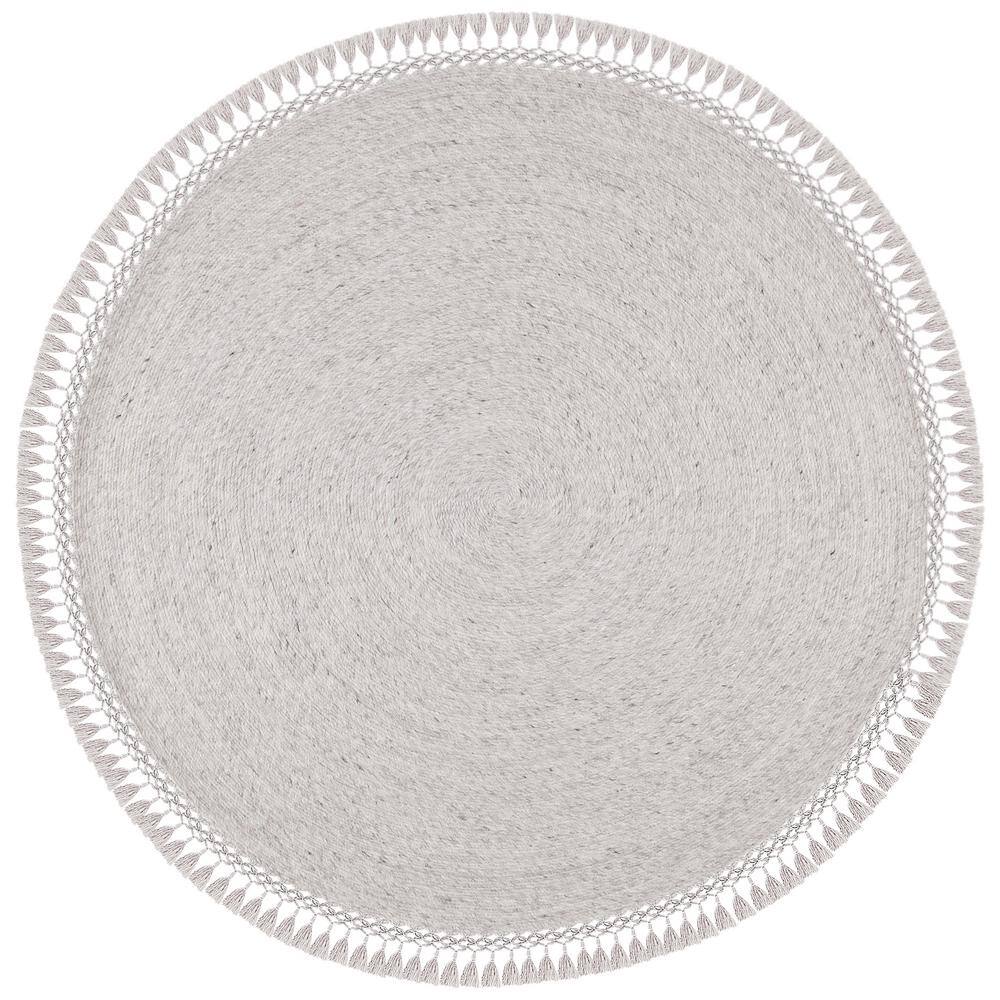 Gray Round Hand-Tufted Wool Reversible Rug