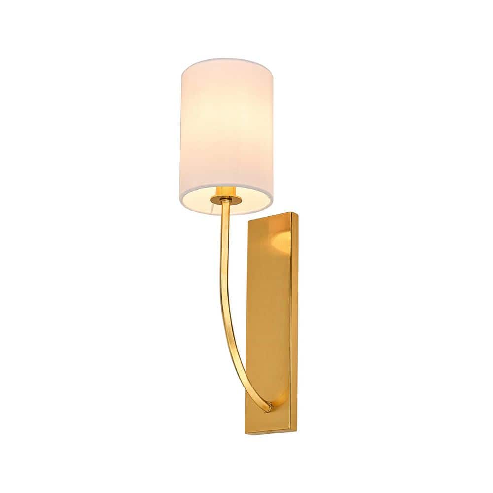 Bedroom collection 4.53 in. 1-Light Gold Finish Linear Wall Sconce with Cloth Fiber Shade price history on PriceWatchPro