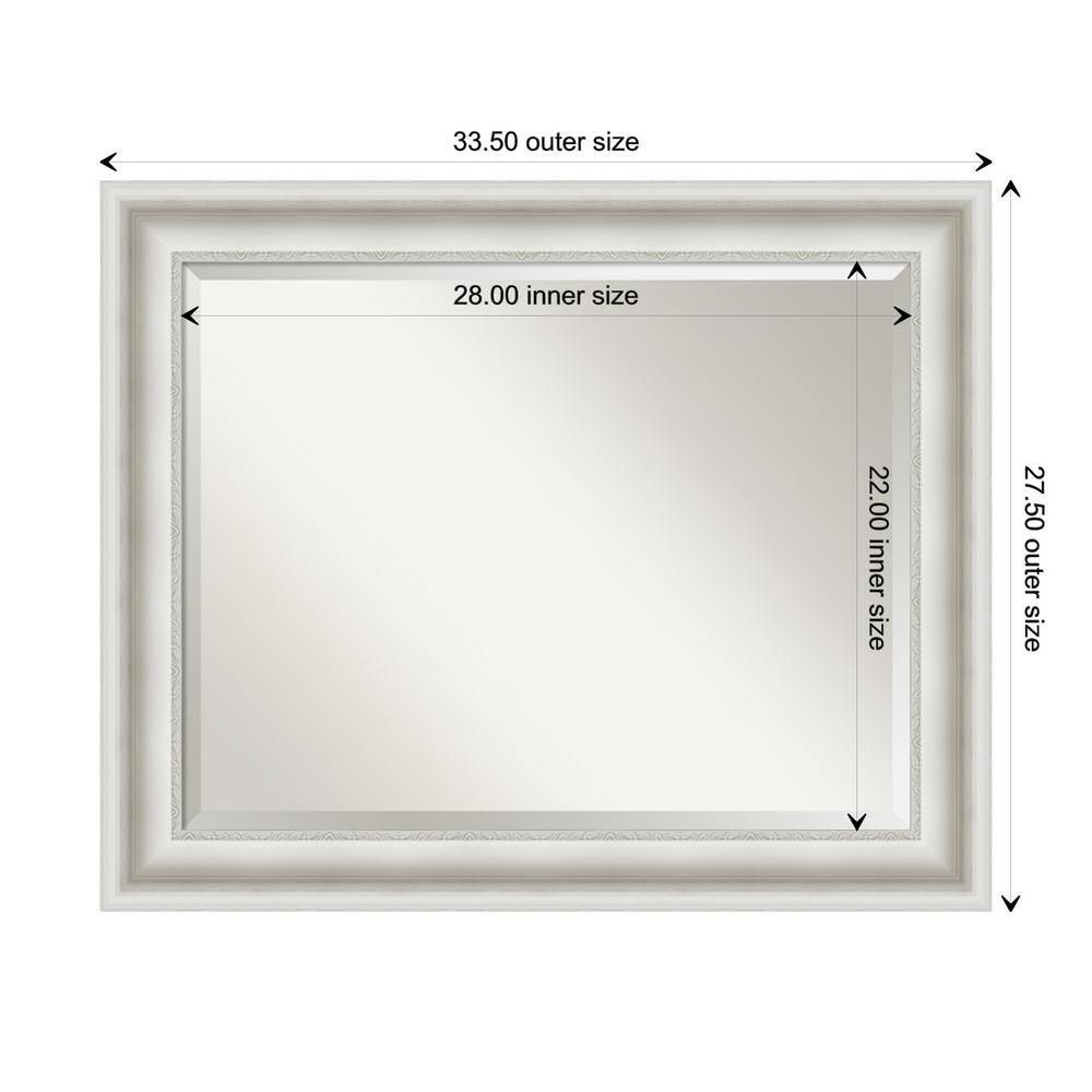 34" x 28" White Ornate Framed Bathroom Vanity Mirror