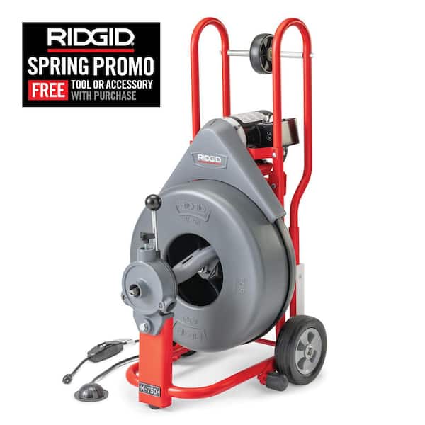 K-750 Drum Machine Drain Cleaner with C-100 Autofeed 100 ft. x 3/4 in. Cable and 3/4 in. Tool Set