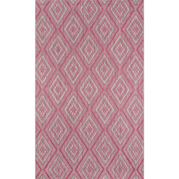 Momeni Lake Palace Rajastan Weekend Pink 5 ft. 3 in. x 7 ft. 6 in. Indoor Outdoor Rug