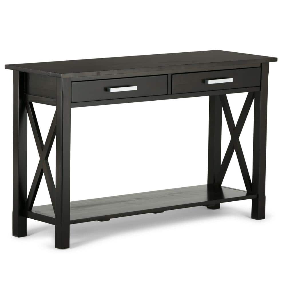 Hickory Brown Solid Wood Console Table with Storage