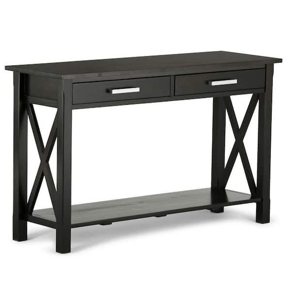Simpli Home Kitchener Solid Wood 47 in. Wide Contemporary Console Sofa Table in Hickory Brown