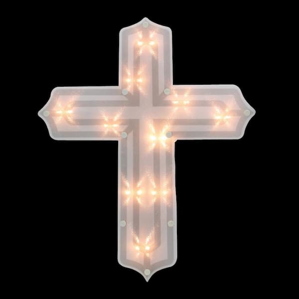 Northlight 14 in. Lighted Religious Cross Easter Window Silhouette Decoration