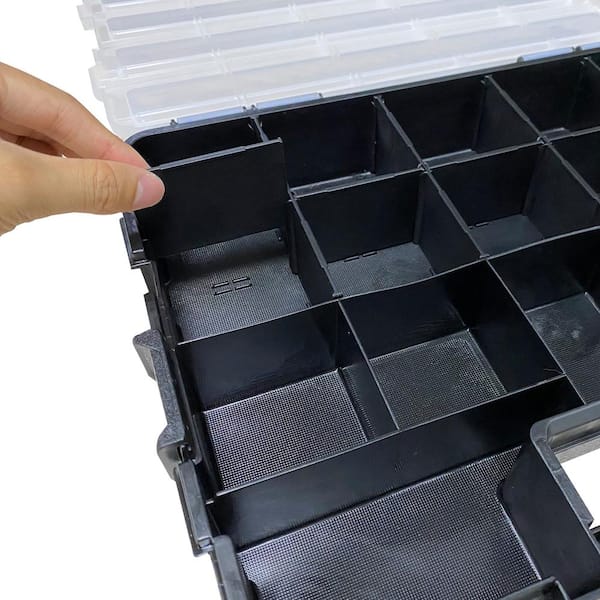 Anvil 17-Compartment Black Interlocking Small Parts Organizer (2-Pack)  320034 - The Home Depot