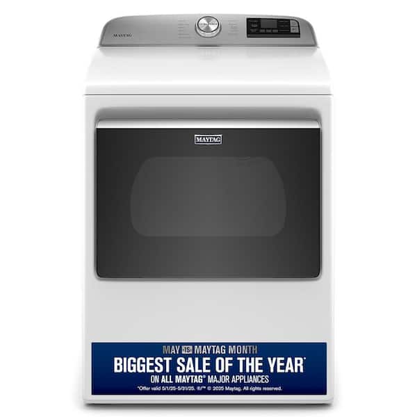 7.4 cu. ft. 240-Volt Smart Capable White Electric Dryer with Hamper Door and Advanced Moisture Sensing