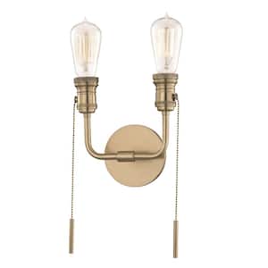 Lexi 2-Light Aged Brass Wall Sconce