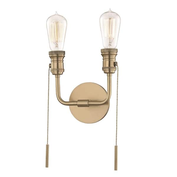 MITZI HUDSON VALLEY LIGHTING Lexi 2-Light Aged Brass Wall Sconce