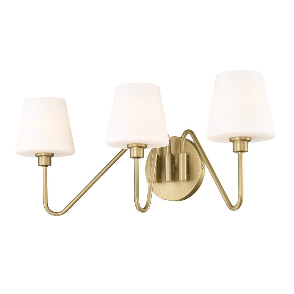 Kennedy Brushed Bronze 3-Light Vanity with Opal Glass Shades