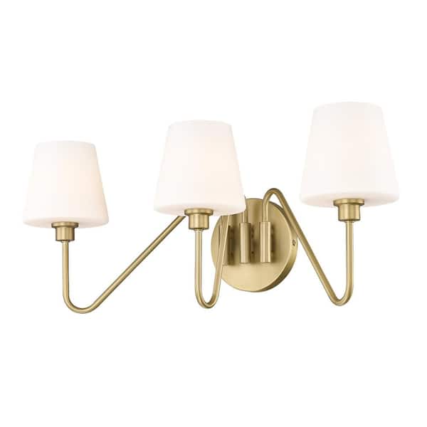 Golden Lighting Kennedy 23.5 in. 3-Light Brushed Champagne Bronze and Opal Vanity Light