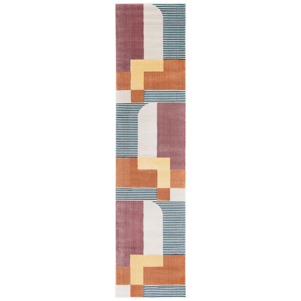 SAFAVIEH Orwell 2 ft. x 7 ft. Rust/Yellow Abstract Geometric Runner Rug ...