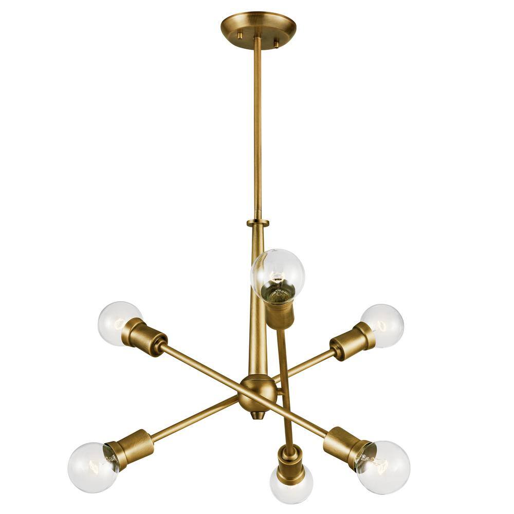 Natural Brass Mini Sputnik Chandelier with Adjustable Arms
