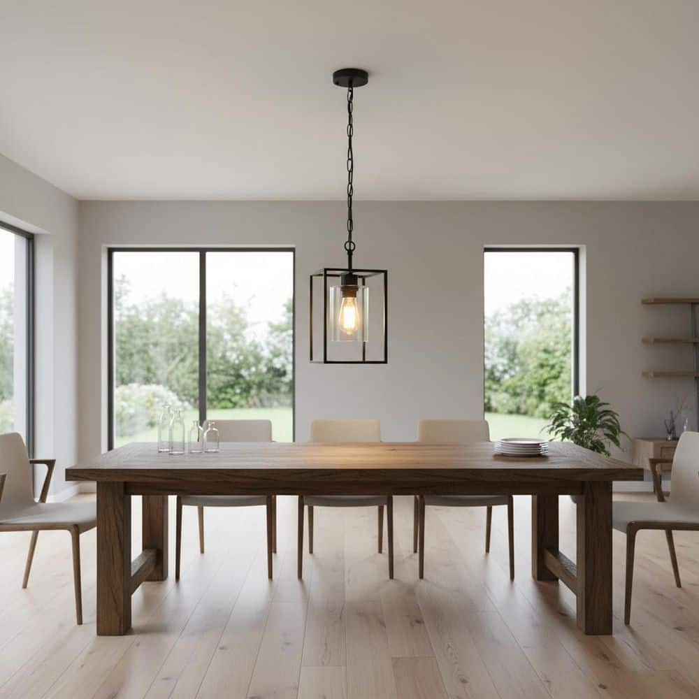 1-Light Black Modern Kitchen Island Pendant with Chain Hanging Light Fixture for Dining Room with Clear Glass Shade price history on PriceWatchPro