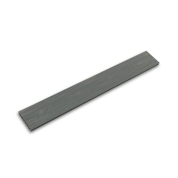 Heavy-Duty 1 in. x 5.4 in. x 8 ft. Silver Gray Grooved Hollow Composite Decking Board