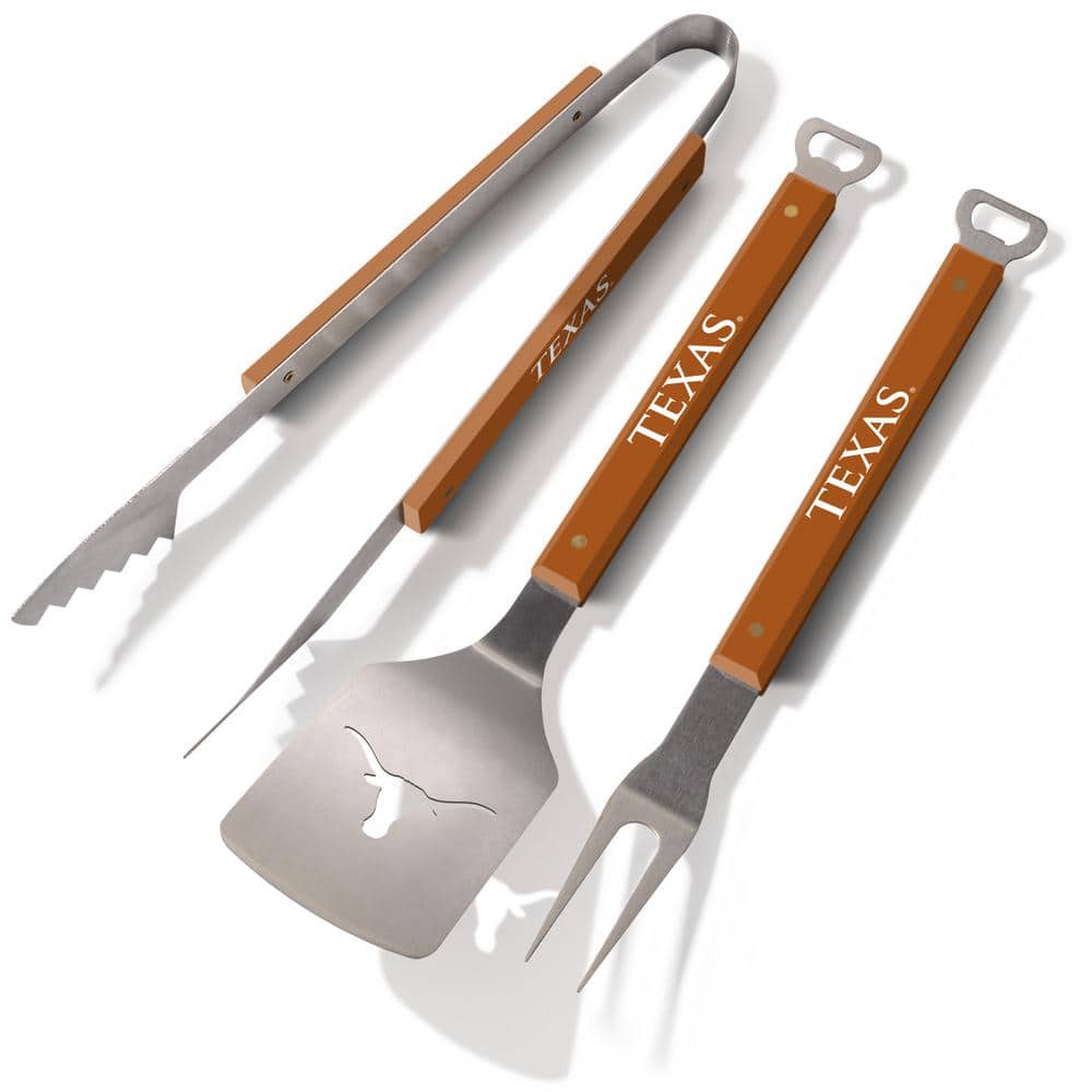 Texas Longhorns 4 Piece Stainless BBQ Grill Set Tailgate Barbecue Gift