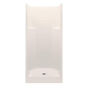 Everyday Textured Tile Design 42 in. x 34 in. x 76 in. 1-Piece Shower Stall with Center Drain in Biscuit