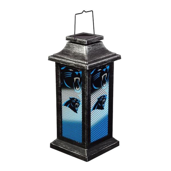 Evergreen Carolina Panthers 10 in. Indoor/Outdoor Solar LED Garden Lantern