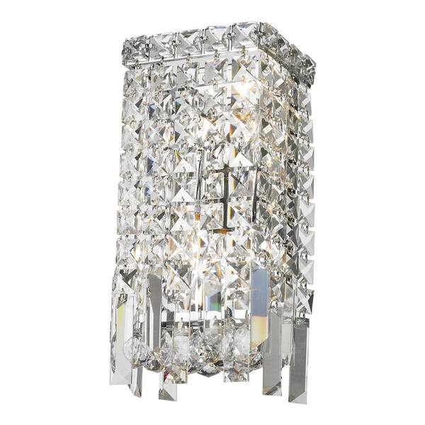 Worldwide Lighting Cascade 2-Light Chrome Sconce with Clear Crystal