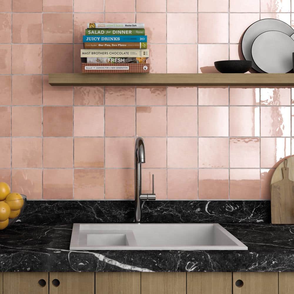 Pink Gloss Ceramic 5" x 5" Wall Tile Pack
