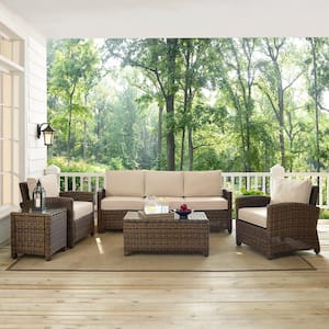 Bradenton 5-Piece Wicker Outdoor Sofa Conversation Set with Sand Cushions