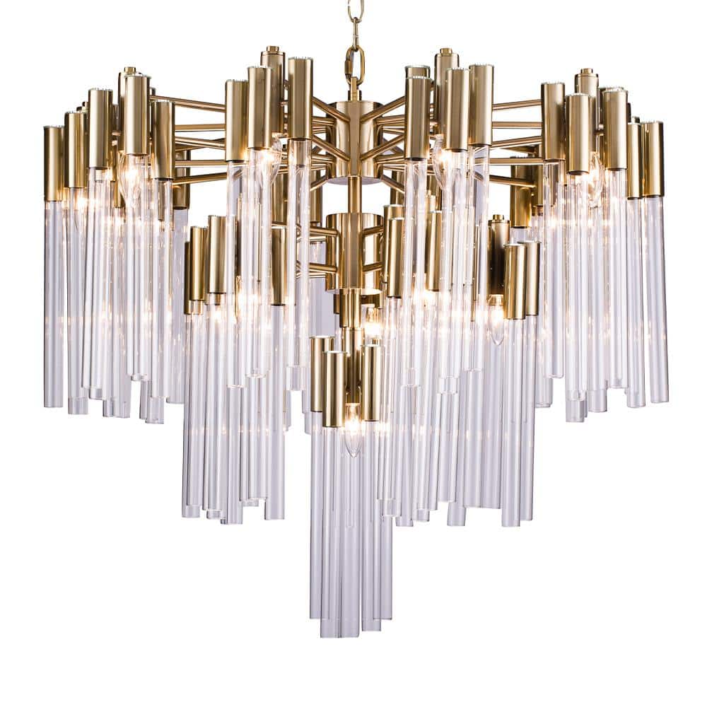 Romantic Ambiance Nickel & Crystal 3-Tier Plug-In Chandelier