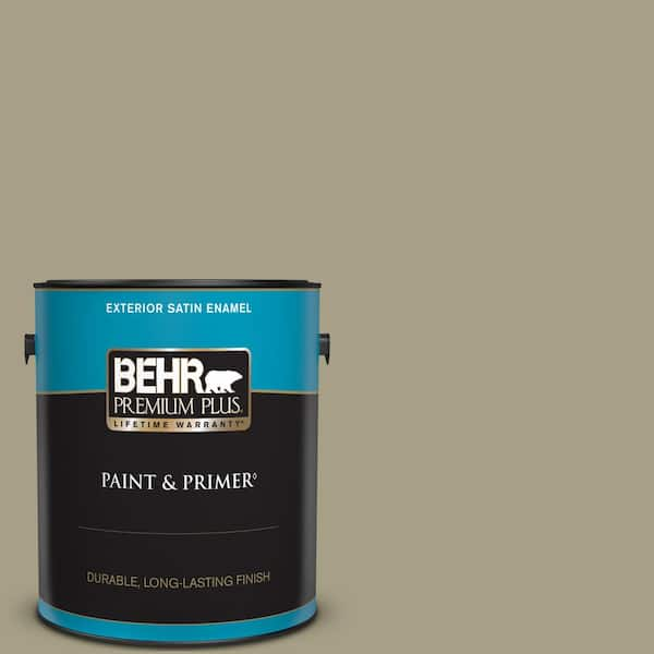 BEHR PREMIUM PLUS 1 gal. #N340-4 Tent Green Satin Enamel Exterior Paint & Primer