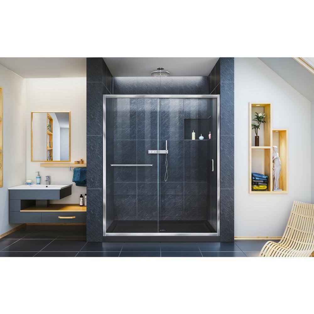 Infinity-Z 54" Frameless Clear Glass Sliding Shower Kit