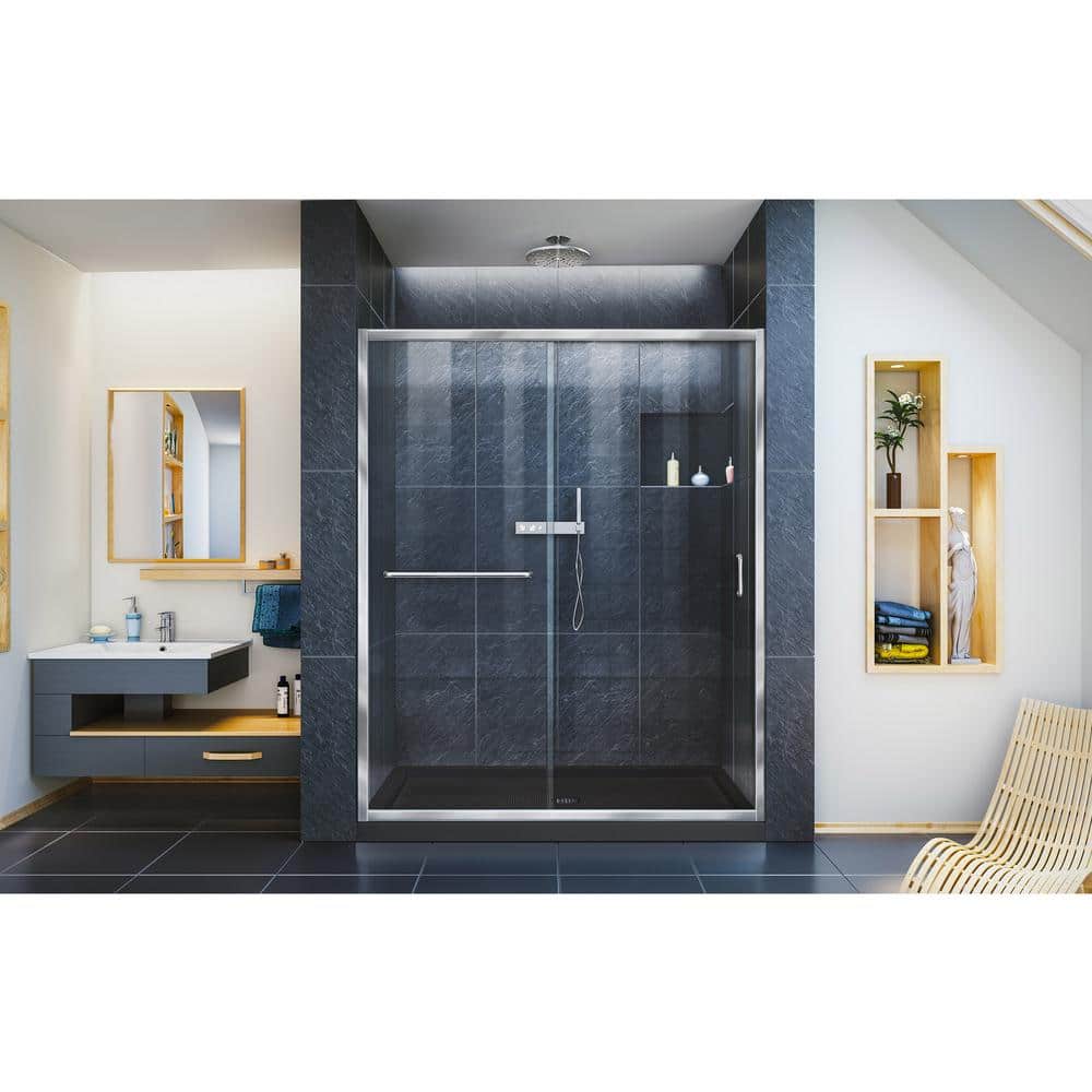 Infinity-Z 60" x 30" Frameless Sliding Shower Kit with Brushed Nickel Finish