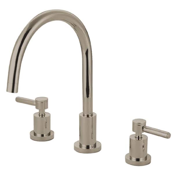 Kingston Brass Concord 2-Handle Deck Mount Widespread Kitchen Faucets in Polished Nickel