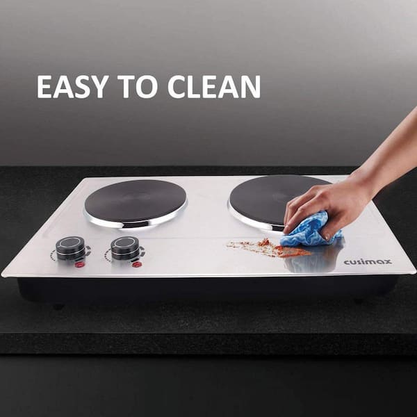 Elexnux Portable 2-Burner 7.1 in. Black Electric Hot Plate 1800-Watt Dual  Control Countertop Infrared Electric Stove FYDQCMIPXYB180B - The Home Depot