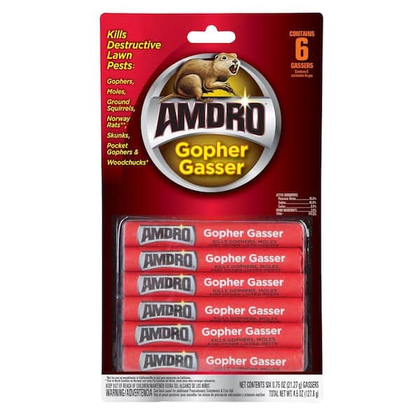 AMDRO Gopher Gasser Lawn and Garden Pest Control for Gophers, Moles, Squirrels and Skunks (6-Count)