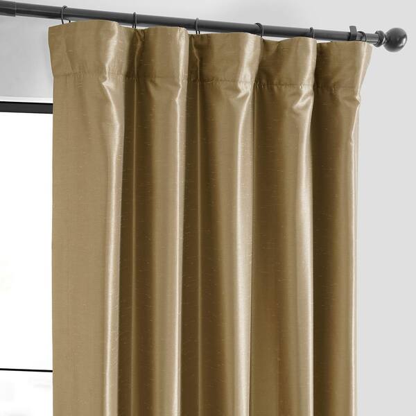 Flax Gold Textured Rod Pocket Blackout Curtain - 50 in. W x 108 in. L (1  Panel)