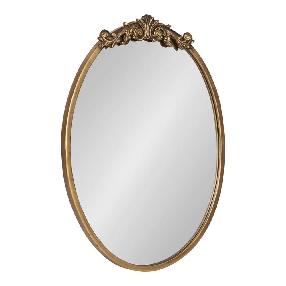 Kate and Laurel Arendahl Oval Gold Traditional Accent Framed Wall Mirror (24  in. H x 18 in. W) 220476 The Home Depot