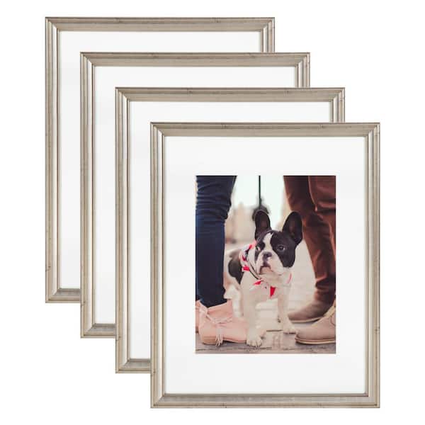 Kate and Laurel Adlynn 11 in. x 14 in. matted to 8 in. x 10 in. Silver Picture Frames (Set of 4)