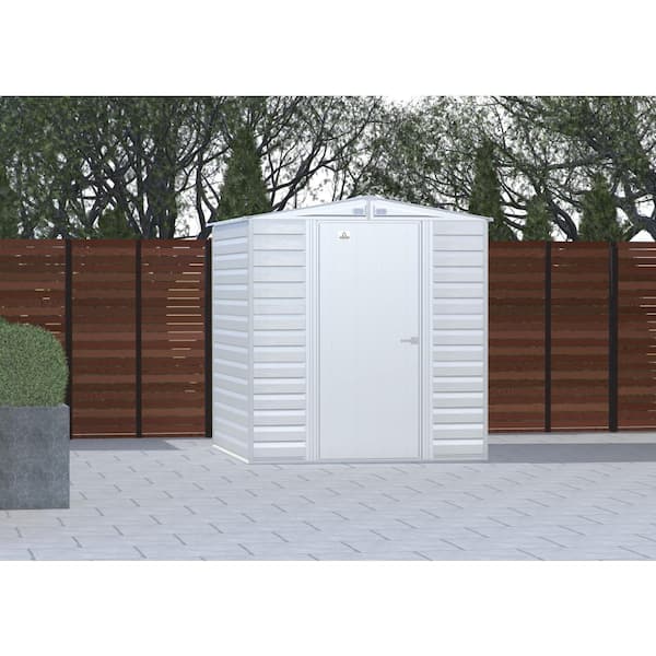 Arrow 6 ft. x 7 ft. Light Grey Metal Storage Shed With Gable Style Roof 39 Sq. Ft.