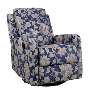 Felipe Navy Polyester Swivel Rocker Recliner with Swivel