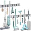2 Pack Broom Holder Wall Mount, 4 Racks And 5 Hooks Mop Hanger - View #3