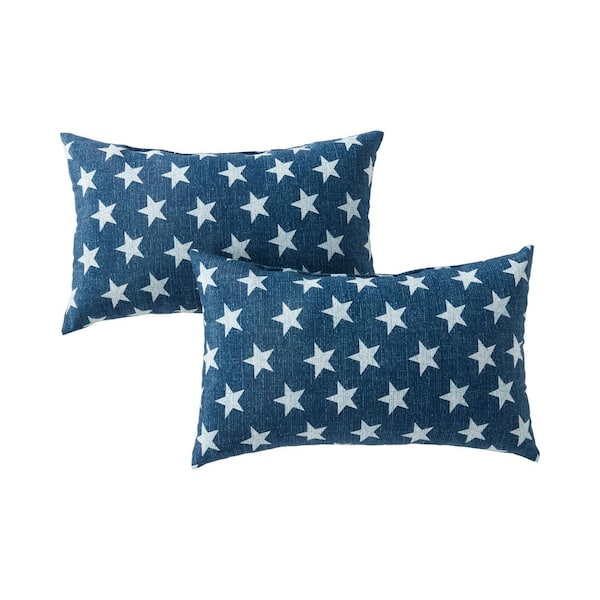 Blue Stars Lumbar Outdoor Throw Pillow (2-Pack)
