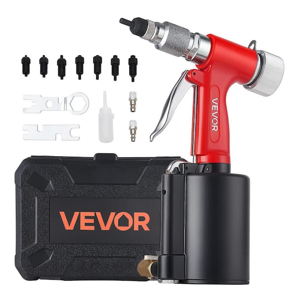 Rivet Gun Kit, 8PCS SAE, 1/4 in. 5/16 in. 3/8 in. Nosepieces, 2680 lbs. Force, Straight Individual Pneumatic Air Tool