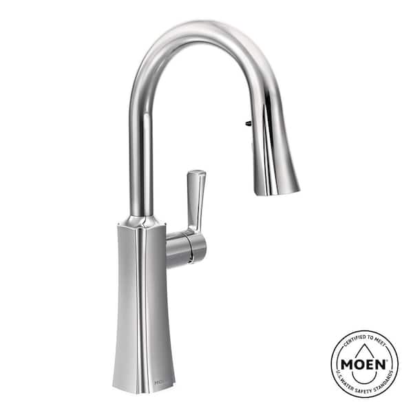 MOEN Etch Single-Handle Pull-Down Sprayer Kitchen Faucet with Reflex and Power Clean in Chrome